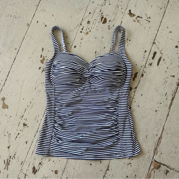 Nip Tuck Sorrento Nautical Stripe Tankini Swim Top Swimsuit - Picture 5 of 10